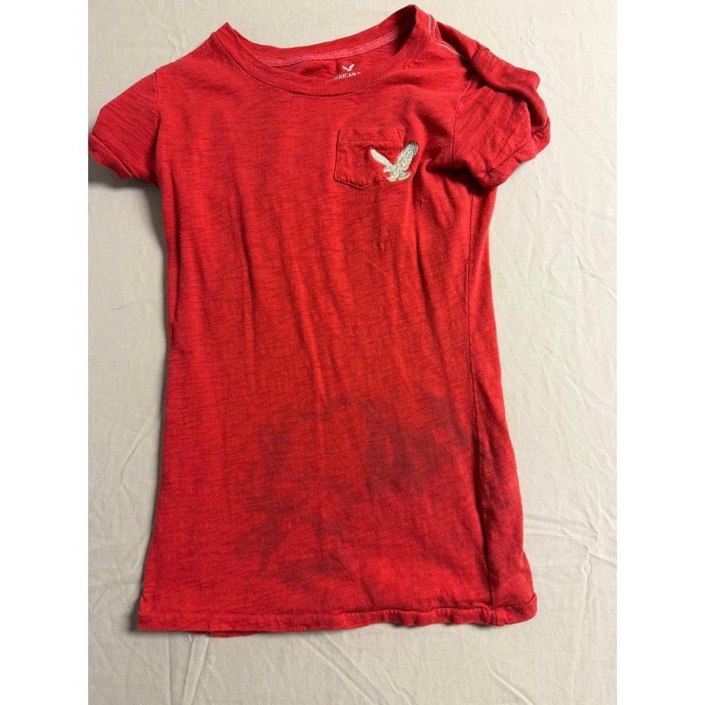 American Eagle Outfitters Womens Red Short Sleeve Pocket T-Shirt Graphic 23 XS